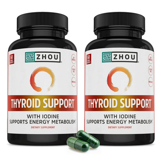 ZHOU Thyroid Support bottle shown for daily balance and easy use.