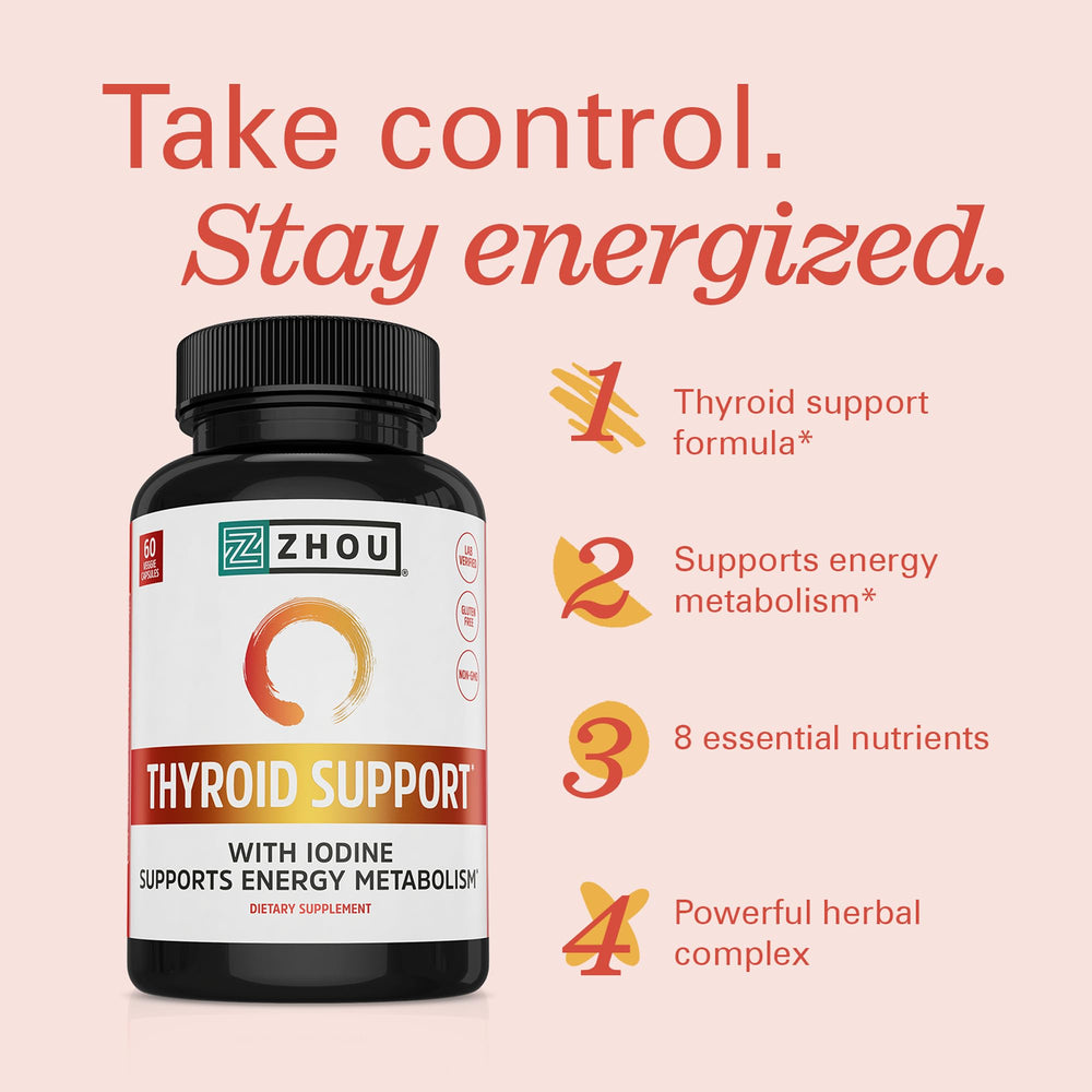 ZHOU Thyroid Support iodine and selenium blend supports essential nutrients.