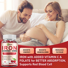 ZHPHK Cherry Iron Gummies with cherry visuals hint at fruity flavor and vitamin C