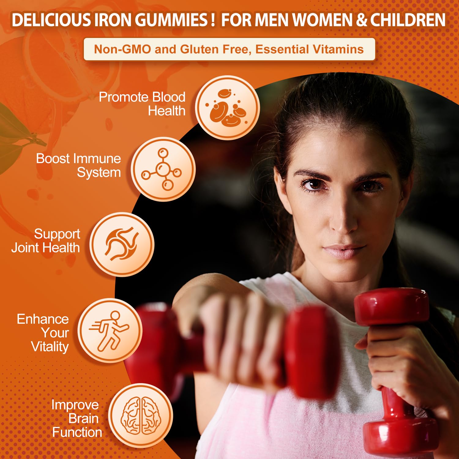 ZHPHK Iron Gummies support iron absorption with vitamin C.