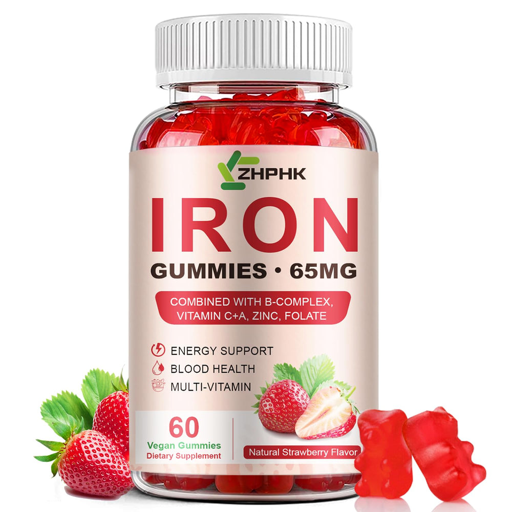 ZHPHK Iron Gummies bottle for convenient daily iron support.