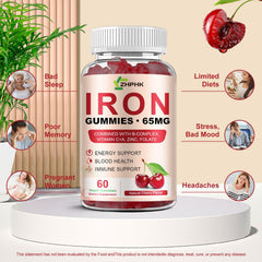 ZHPHK Iron Gummies cherry flavor loved by kids and adults for easy daily intake