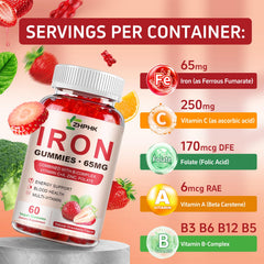 ZHPHK Iron Gummies for kids' daily supplement with kid-friendly strawberry taste.