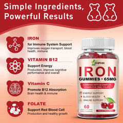 ZHPHK Iron Gummies non-GMO gluten-free packaging for safe use