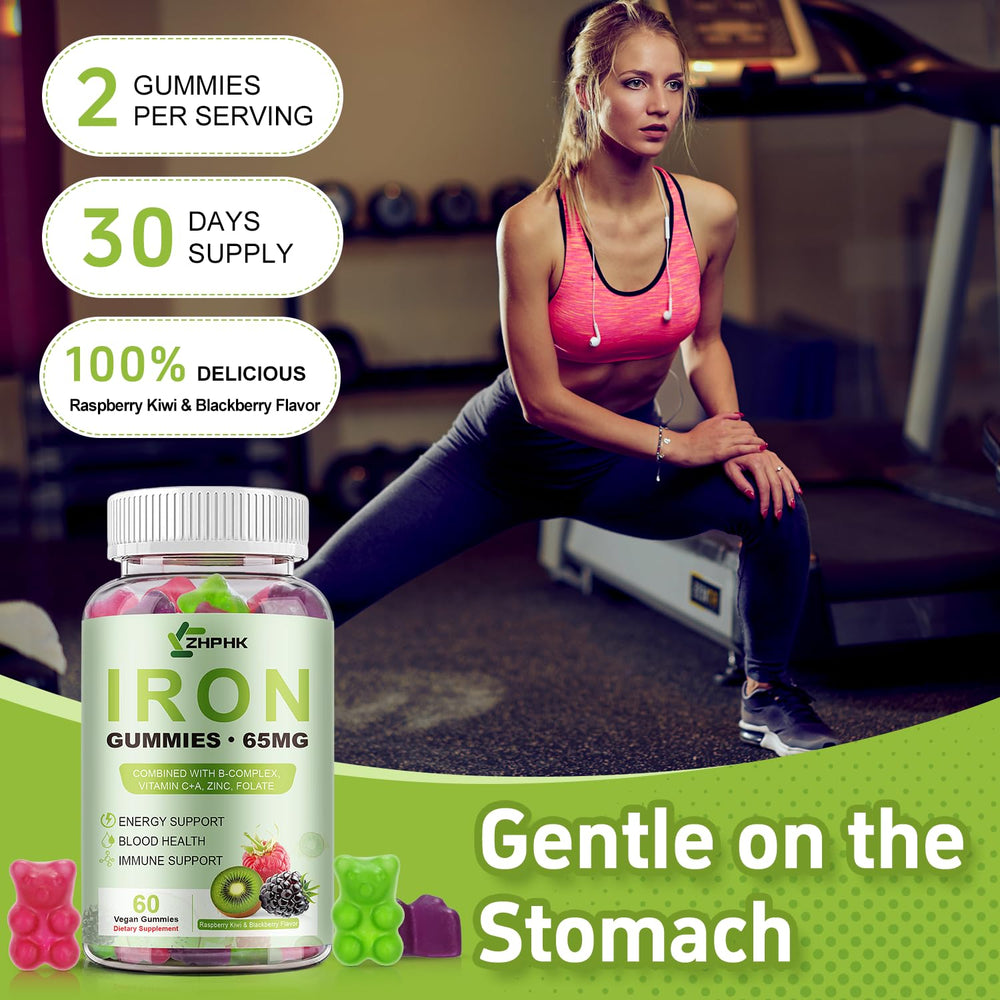 Non-GMO and gluten-free ZHPHK iron gummies for clean nutrition.