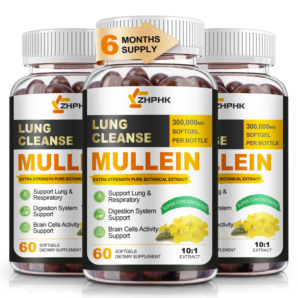 ZHPHK Mullein Leaf Extract bottle showing 10:1 extract for potential respiratory support