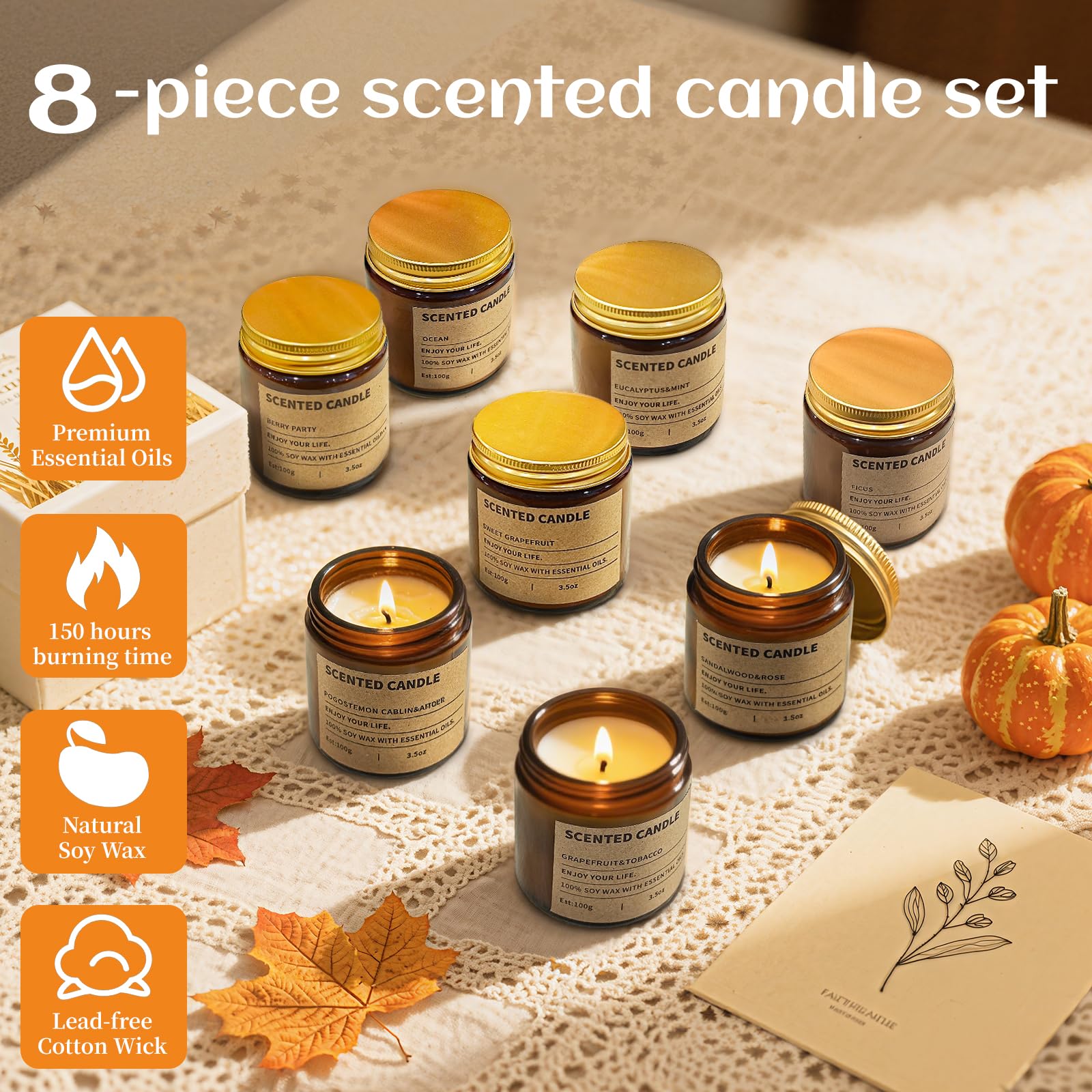 ZHTLTHZ candles variety scents display for aromatherapy and mood uplift