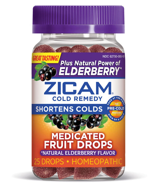Zicam Cold Remedy medicated fruit drops with elderberry, designed for early cold relief
