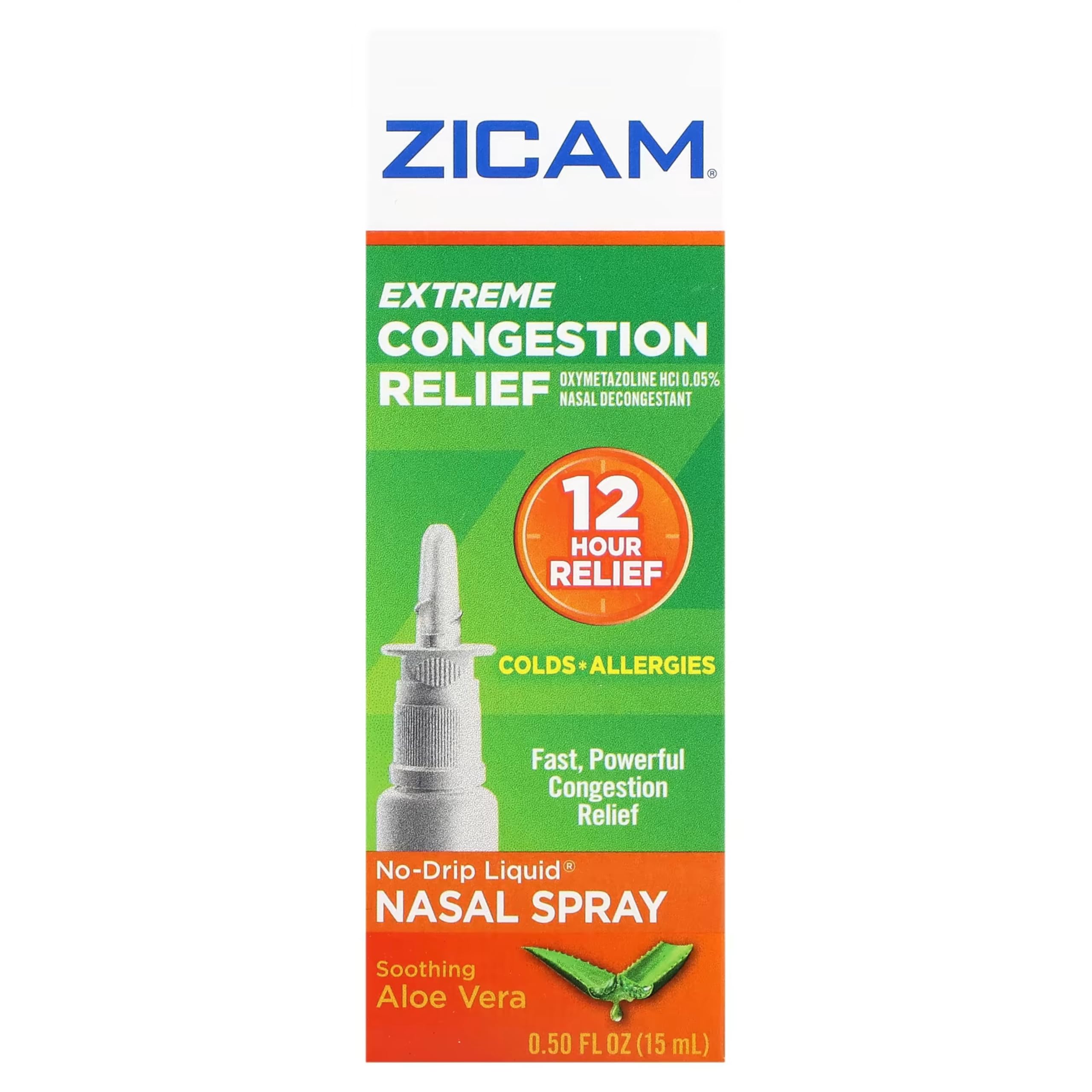 Zicam Extreme Congestion Relief nasal spray bottle pump for easy application.
