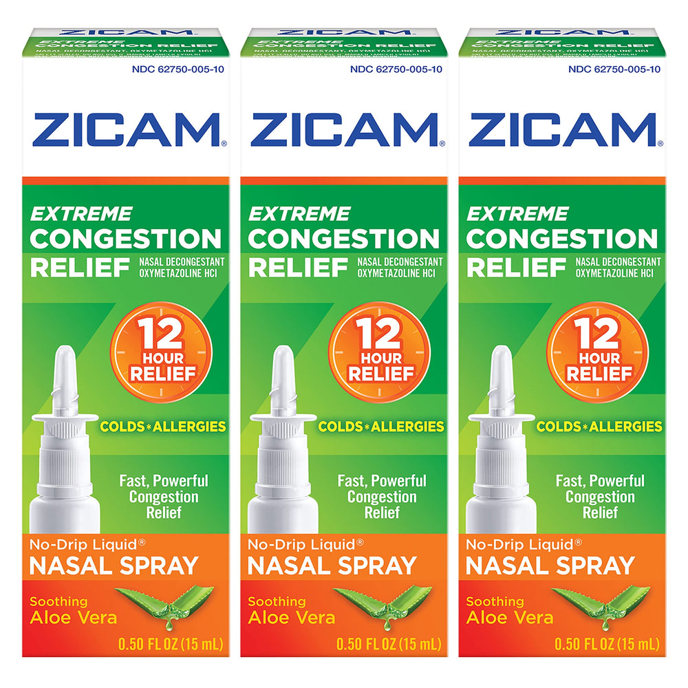 Zicam Extreme Congestion Relief bottle pour showing no-drip delivery for quick relief