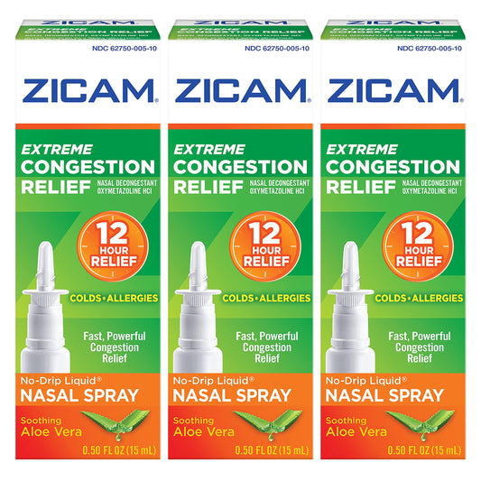 Zicam Extreme Congestion Relief bottle pour showing no-drip delivery for quick relief