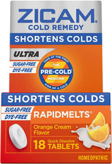 Zicam Ultra Cold Remedy RapidMelts orange-cream bottle, ideal for quick on-the-go use