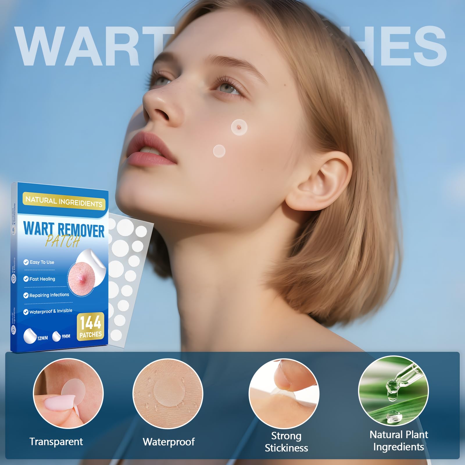 ZIHYO wart remover patches close-up shows ultra-thin discreet patch
