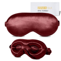 ZIMASILK burgundy silk sleep mask offers soft, breathable comfort for nightly use.