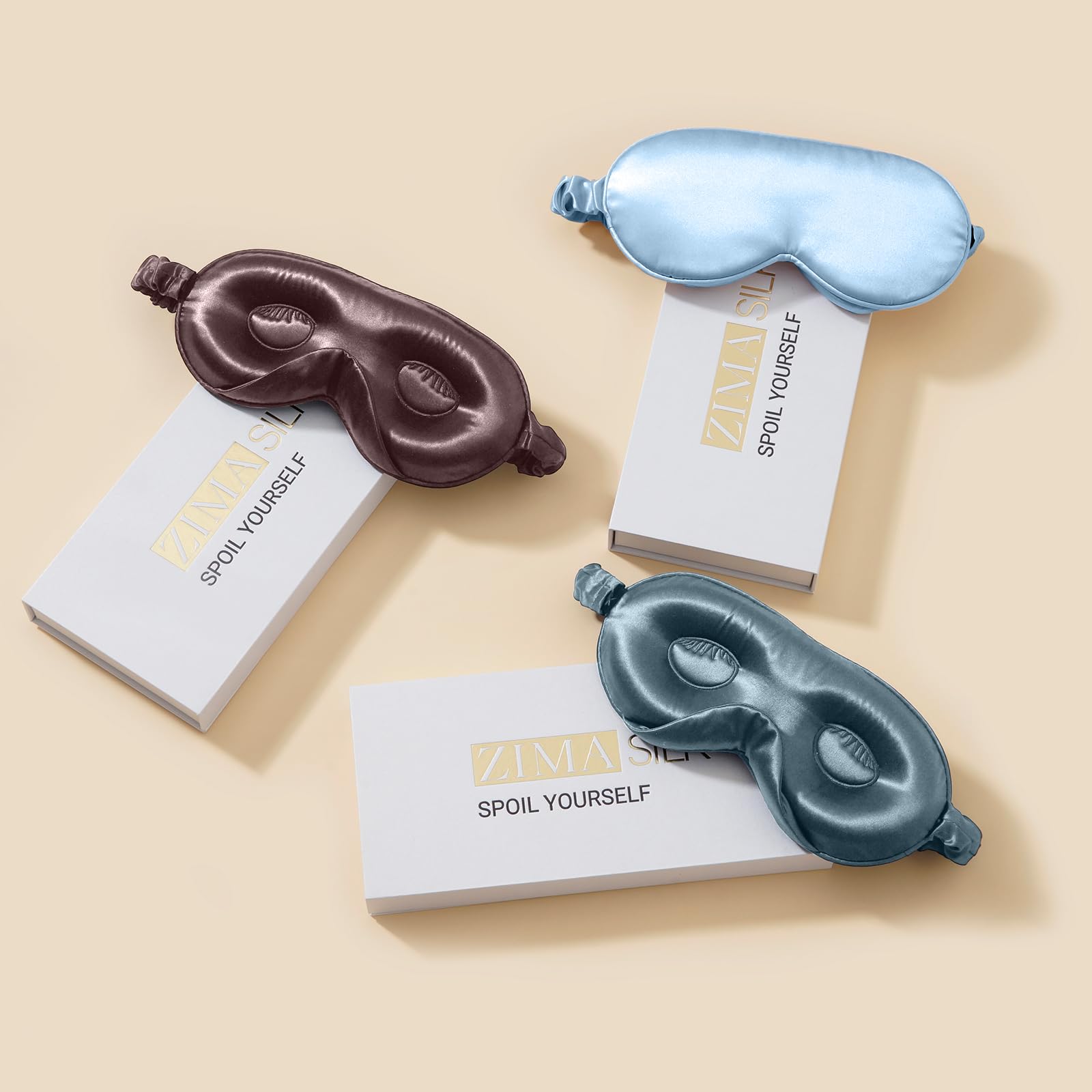 ZIMASILK sky-blue silk sleep mask gift box for thoughtful presents.