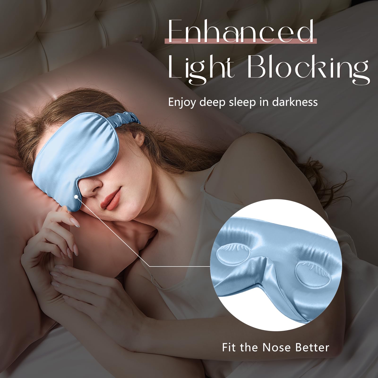 ZIMASILK sky-blue silk sleep mask packaging for premium gifting.