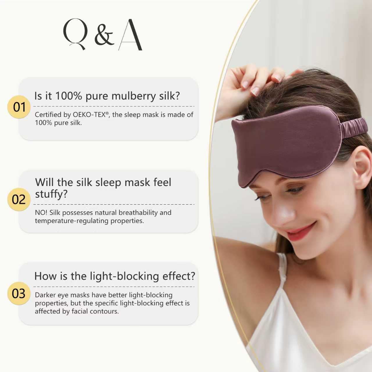 ZIMASILK soft-edge trim feels gentle against the face.