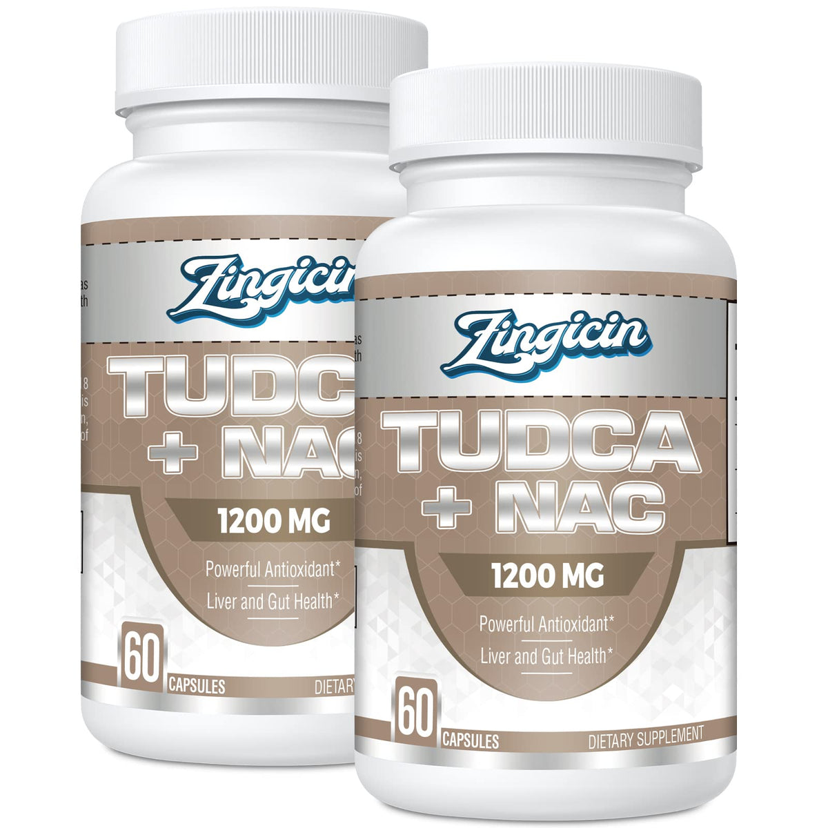 Zingicin TUDCA NAC supplement bottle shown for daily liver support benefits.