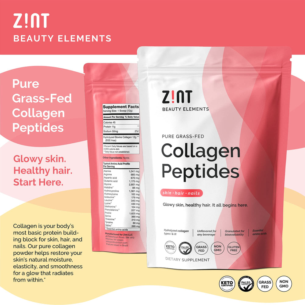 Zint Collagen Peptides powder unflavored dissolves smoothly in coffee or smoothies.