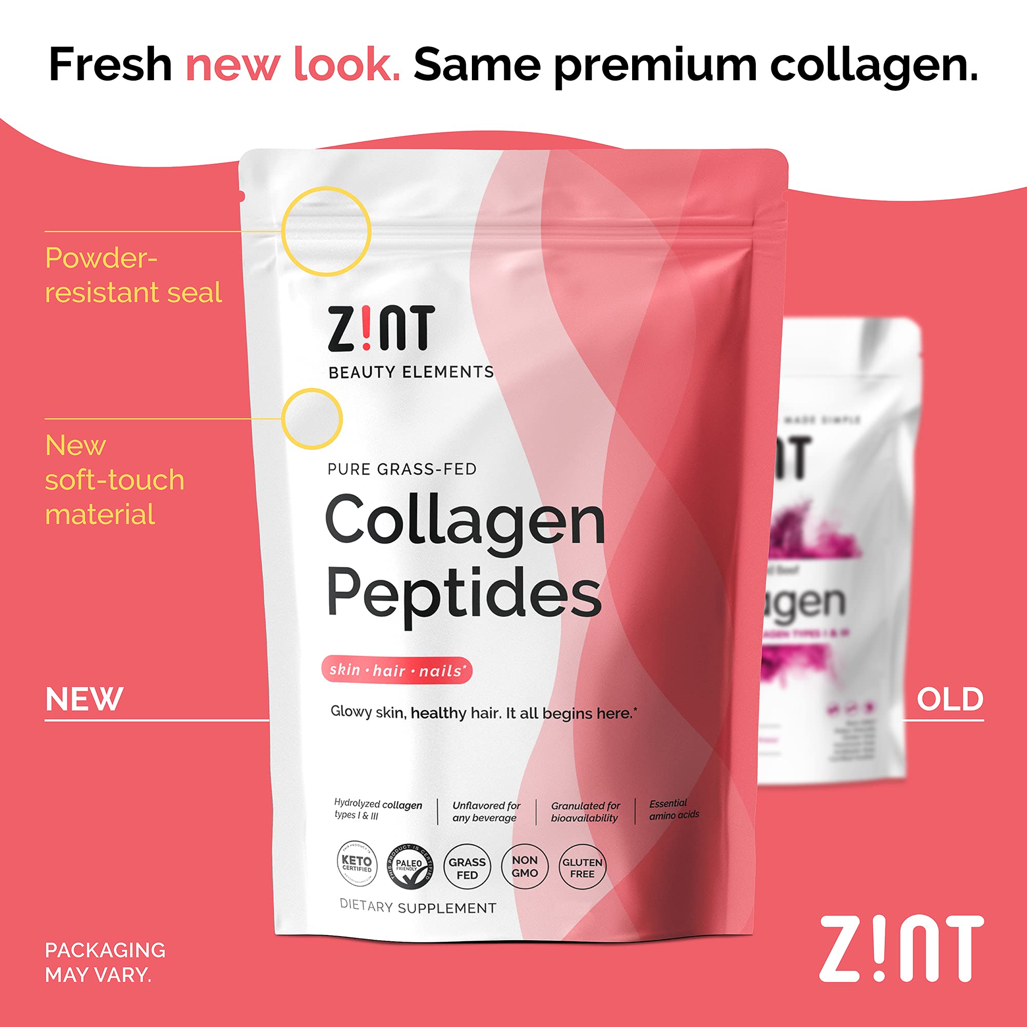 Zint Collagen Peptides scoop illustrates easy-to-use powder for daily protein routines.