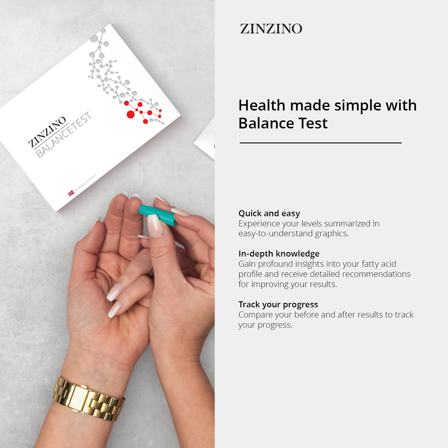 Zinzino BalanceTest results preview showing fatty acid balance.