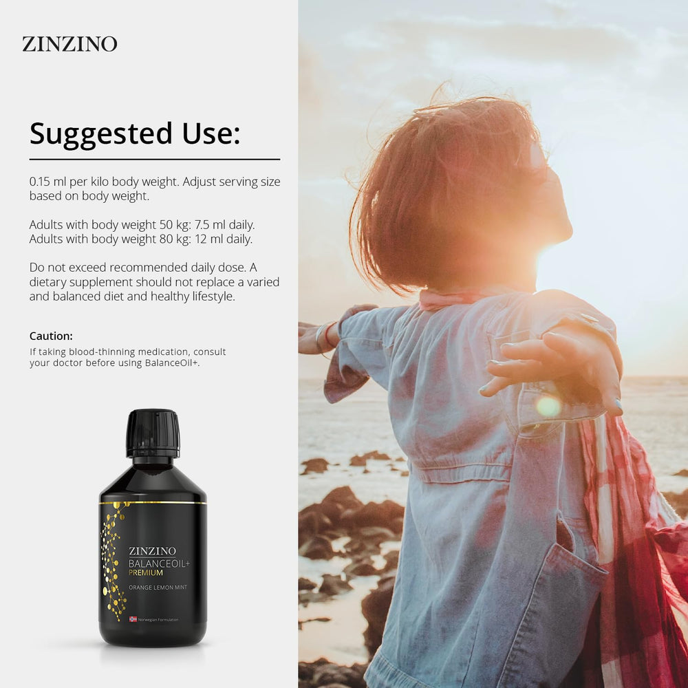 Zinzino BalanceOil+ Premium packaging front—quick product recognition