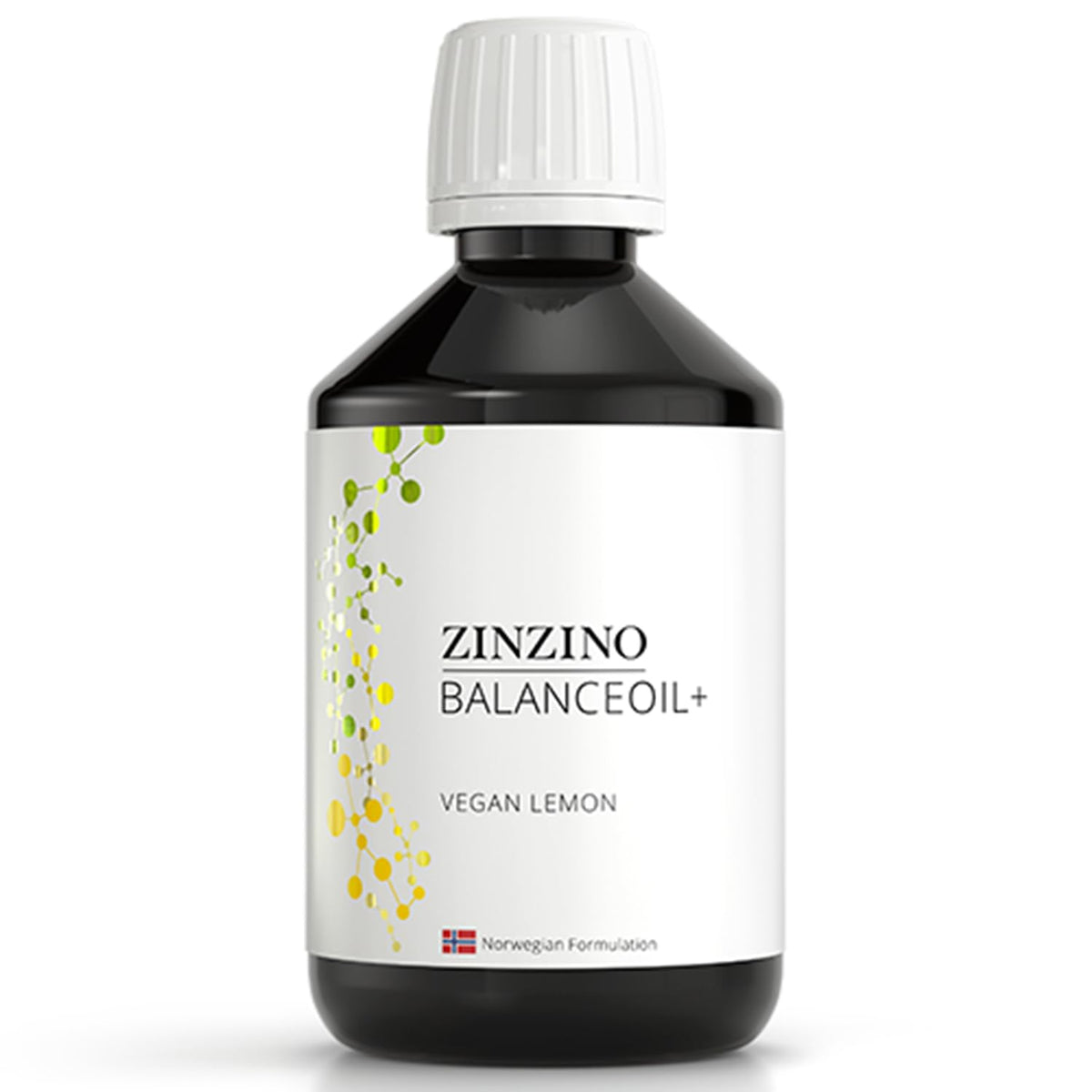 ZINZINO BalanceOil+ Lemon bottle front, omega-rich blend for daily wellness.