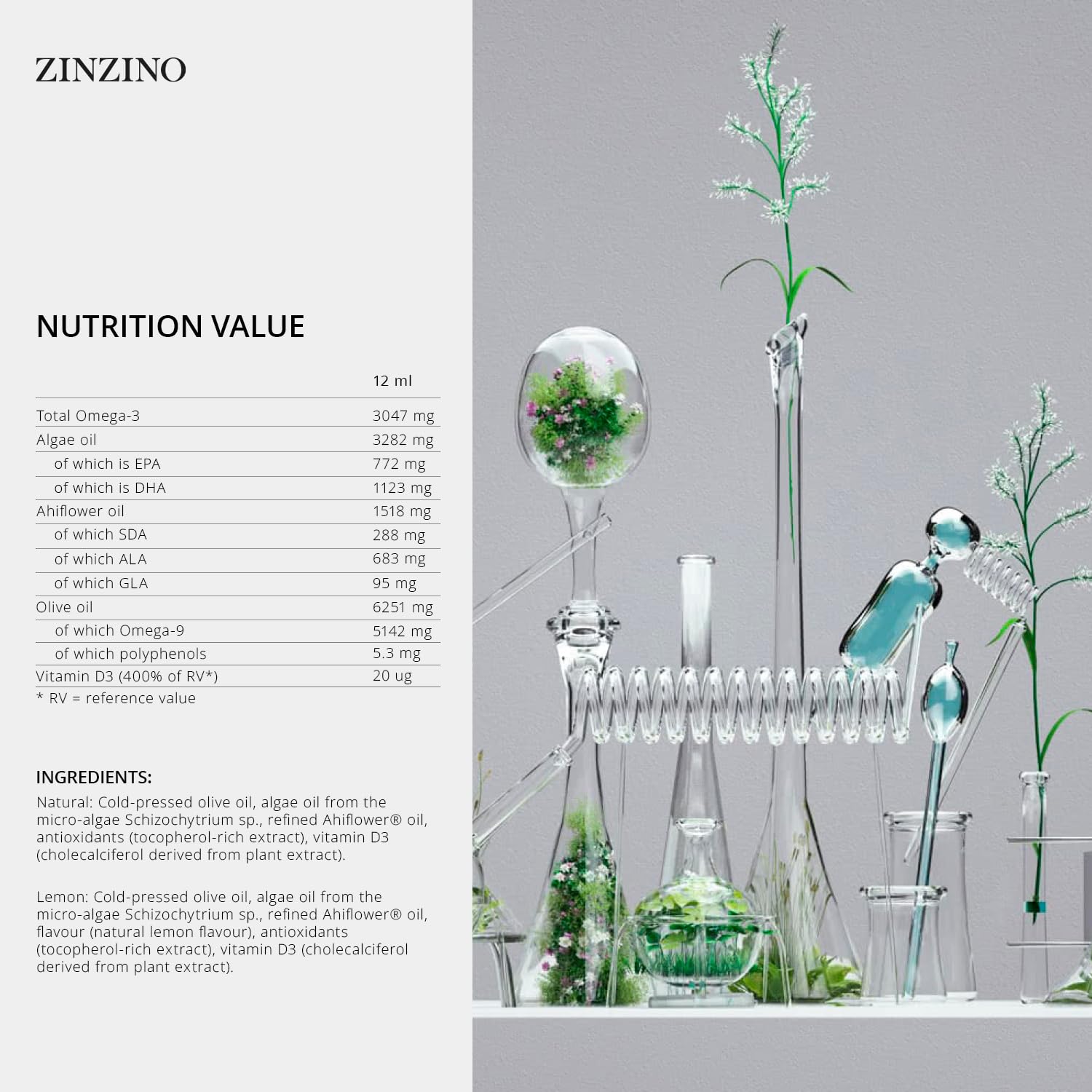 ZINZINO BalanceOil+ Lemon bottle pour, shows omega-3 rich profile for daily routines.