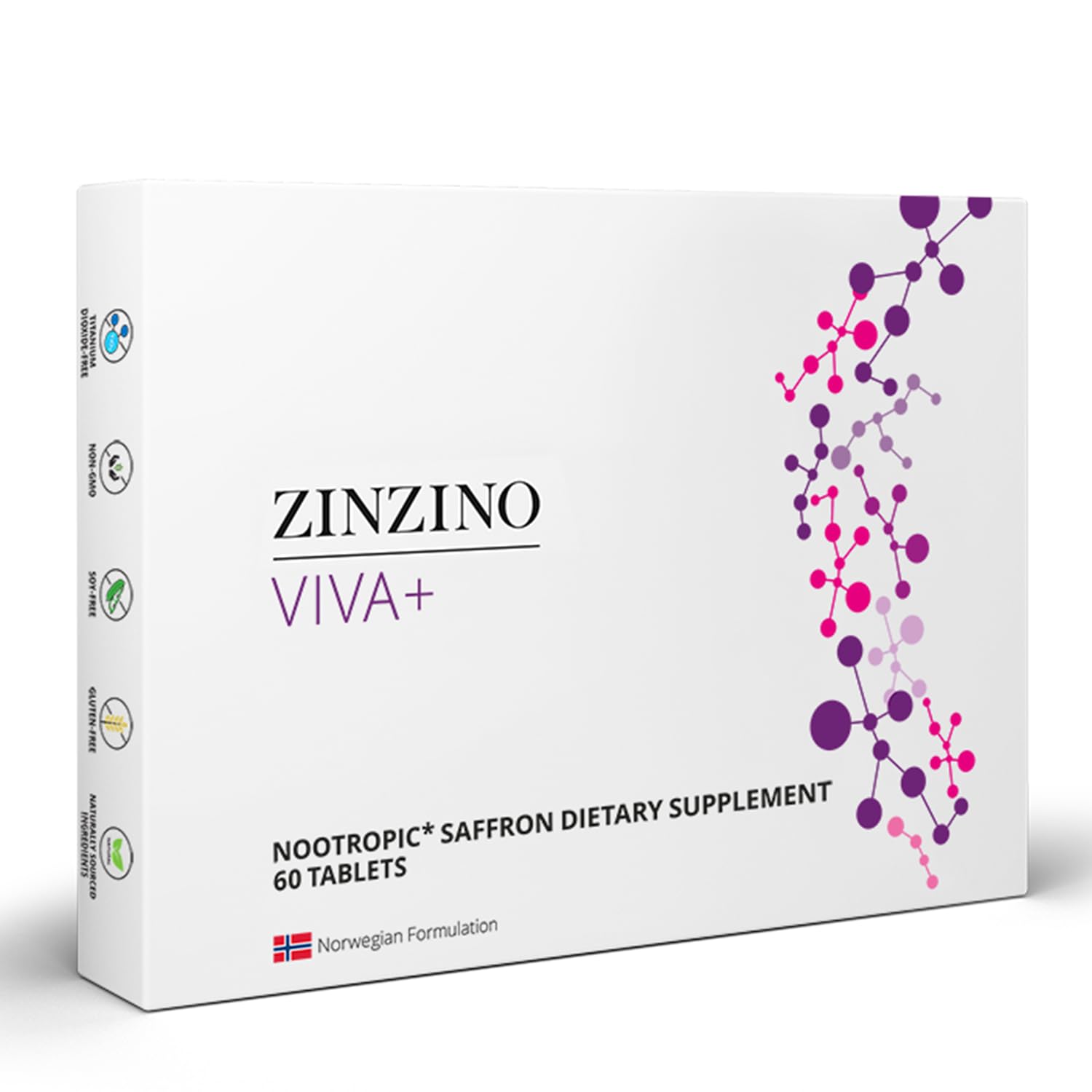 ZINZINO Viva Plus bottle front promoting sleep support and focus.