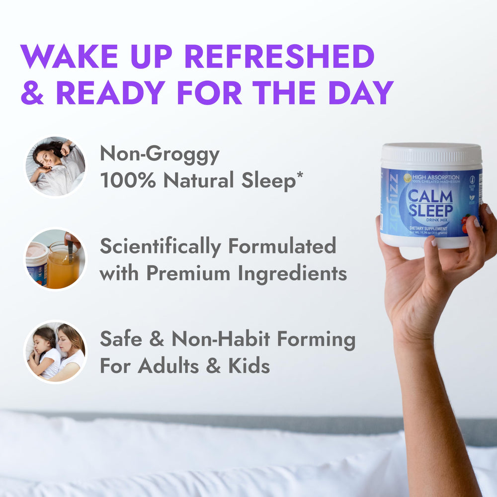 Zipfizz Nightly Calm ingredients label highlights magnesium and melatonin.