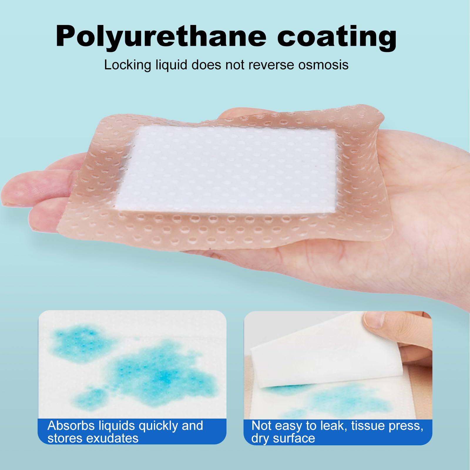ZMZPA absorbent core handles moderate to heavy exudate for extended wear.