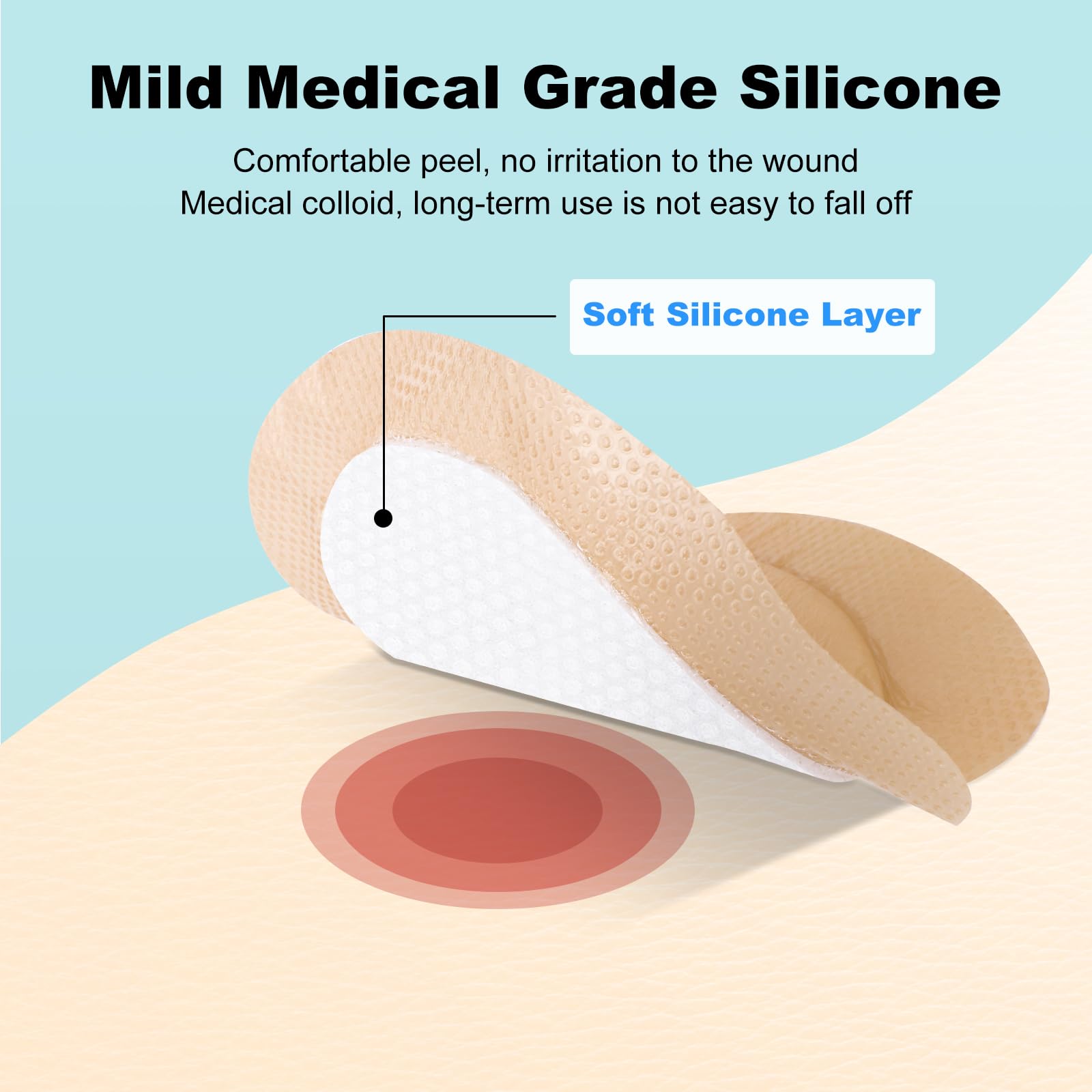 ZMZPA border dressing offers hypoallergenic silicone adhesion for pain-free changes.