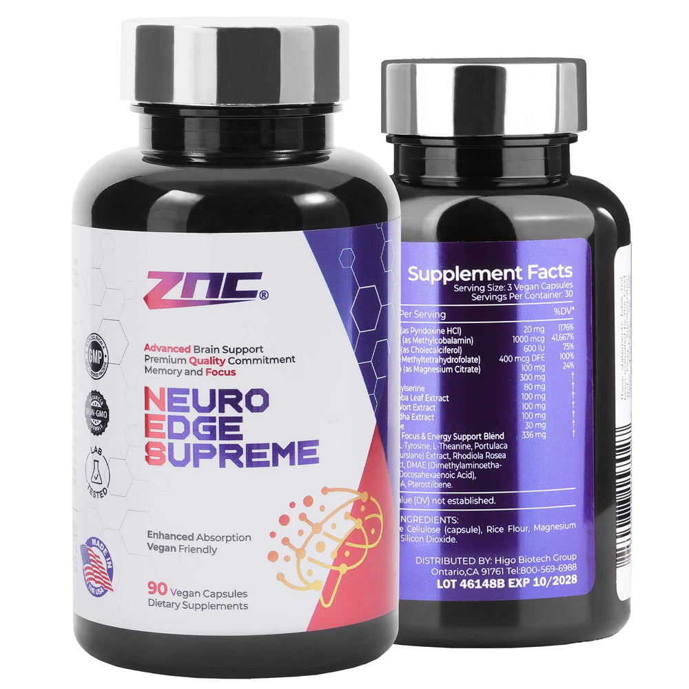 ZNC Brain Supplement alpha-GPC bottle promotes focused study sessions
