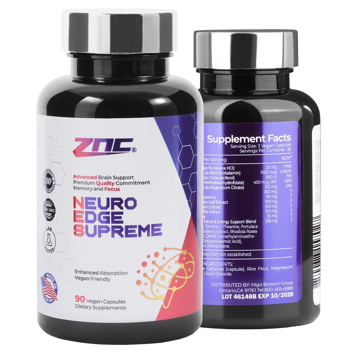 ZNC Brain Supplement alpha-GPC bottle promotes focused study sessions
