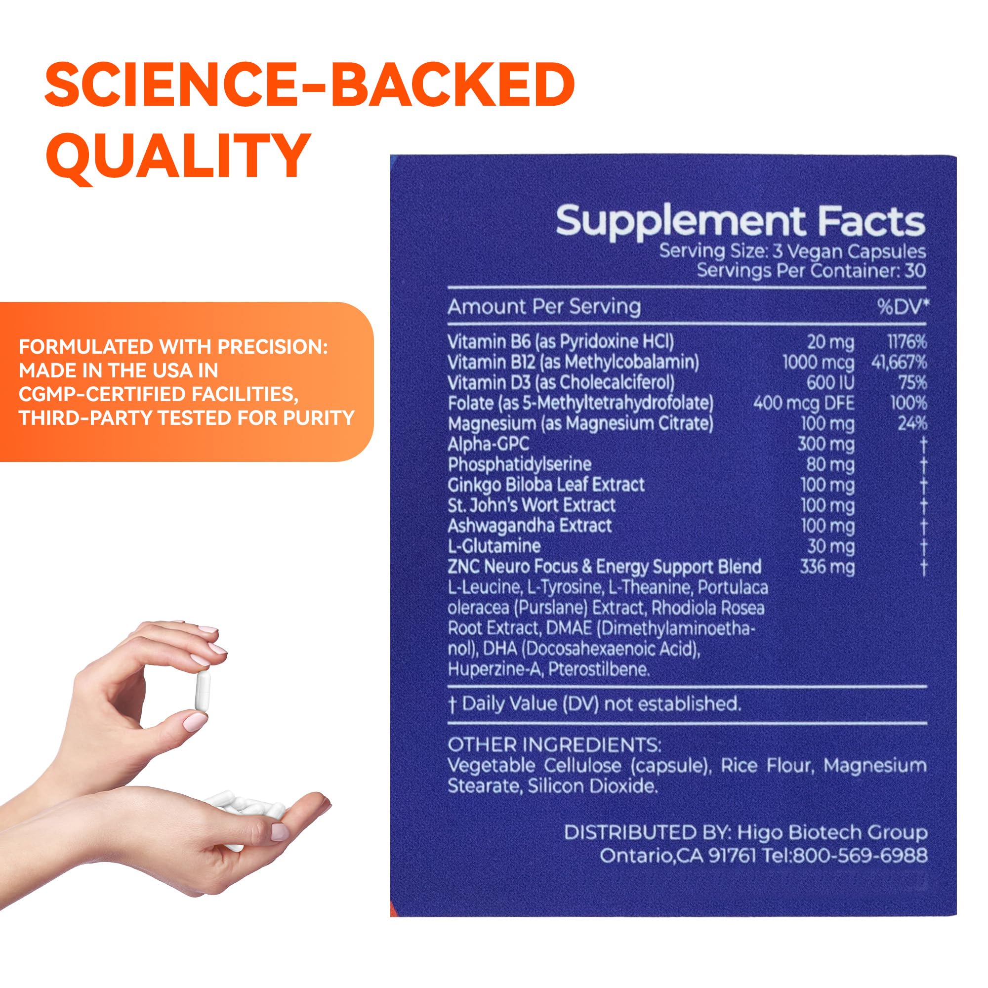 ZNC Brain Supplement non-gmo gluten-free badge image conveys purity