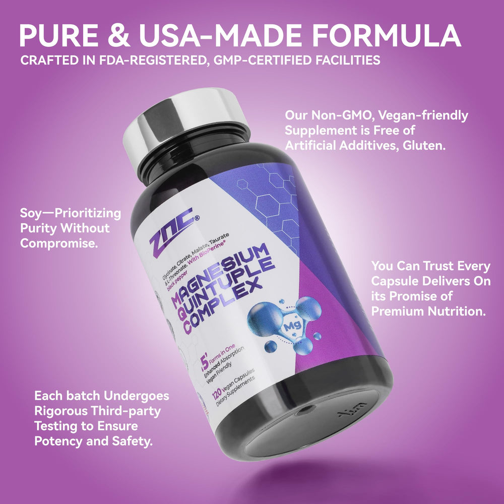 ZNC Magnesium Complex glycinate-citrate focus suggests gentler support for stomach comfort.