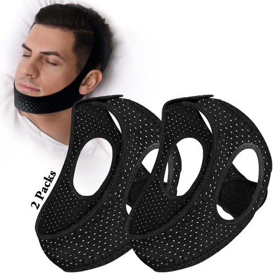 Znvyxhom 2-pack anti-snore chin strap worn at night for quieter sleep.