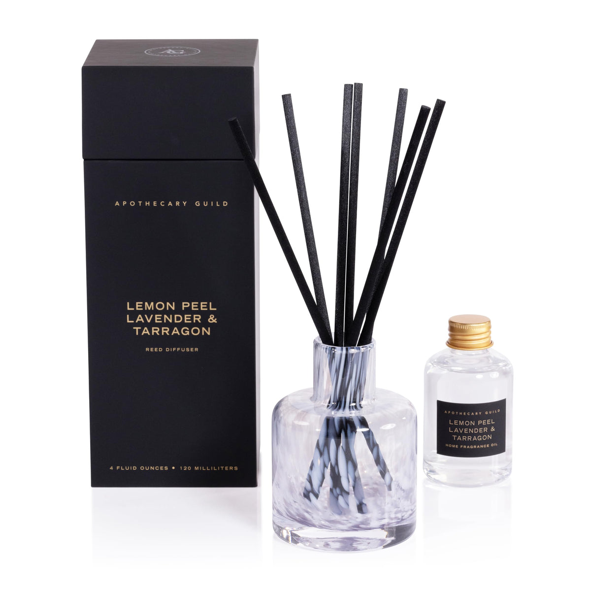 Zodax Apothecary Guild Opal Glass Diffuser bottle releasing Lemon Peel scent for bright rooms.