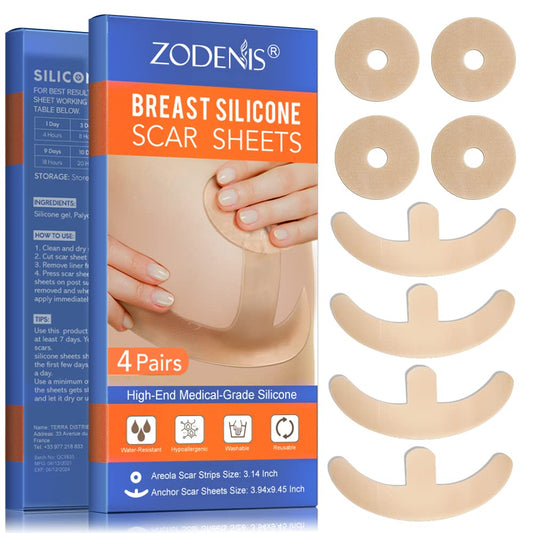 ZODENIS breast scar sheets areola strips blend with skin for discreet scar coverage.