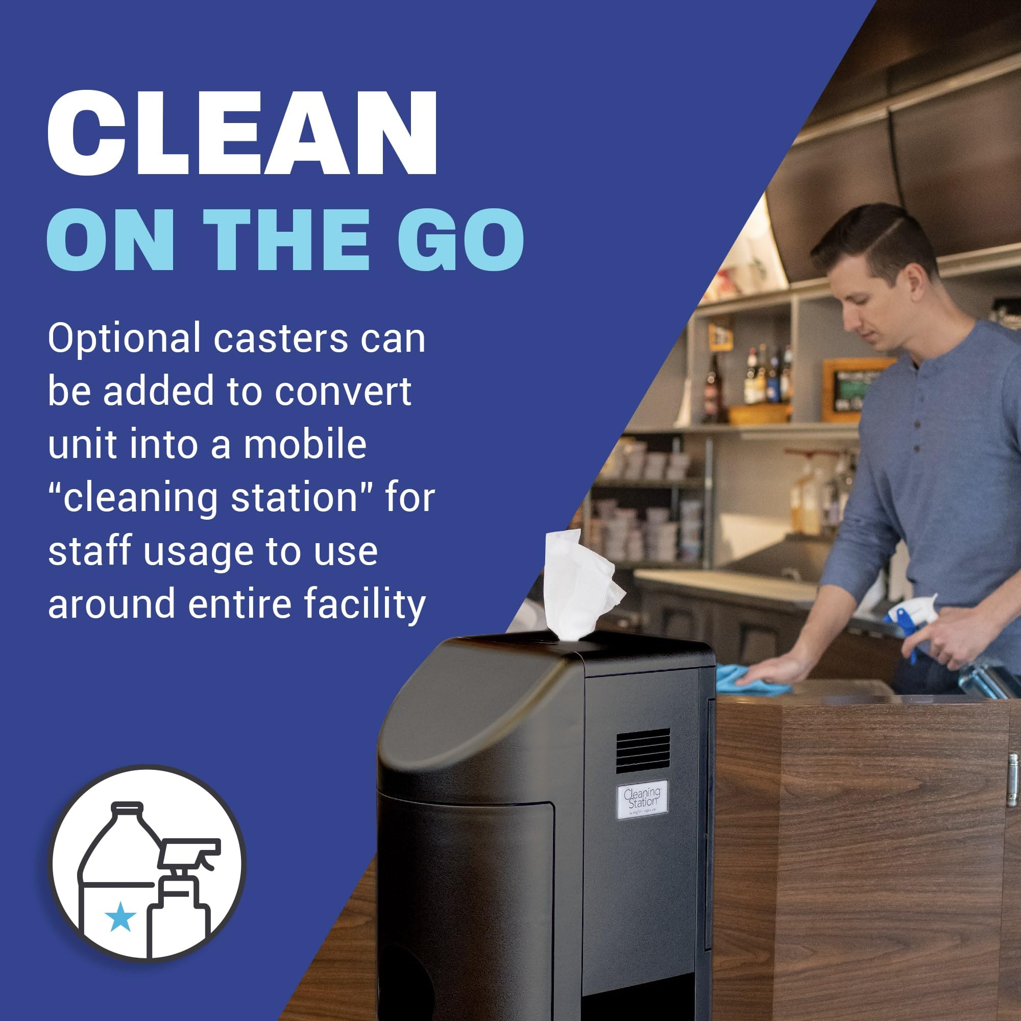 Zogics All-in-One Cleaning Station dispenser close-up showing durable black finish