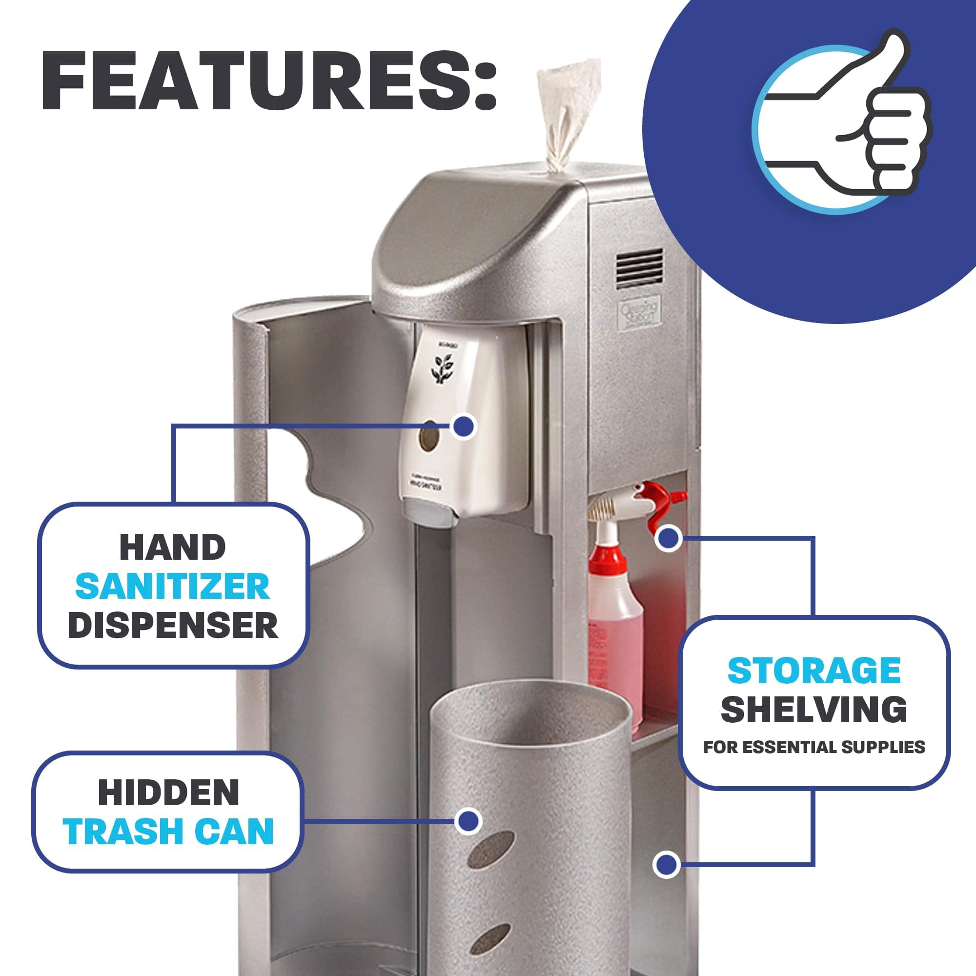 Zogics All-in-One Cleaning Station gel dispenser supports convenient guest and staff use.
