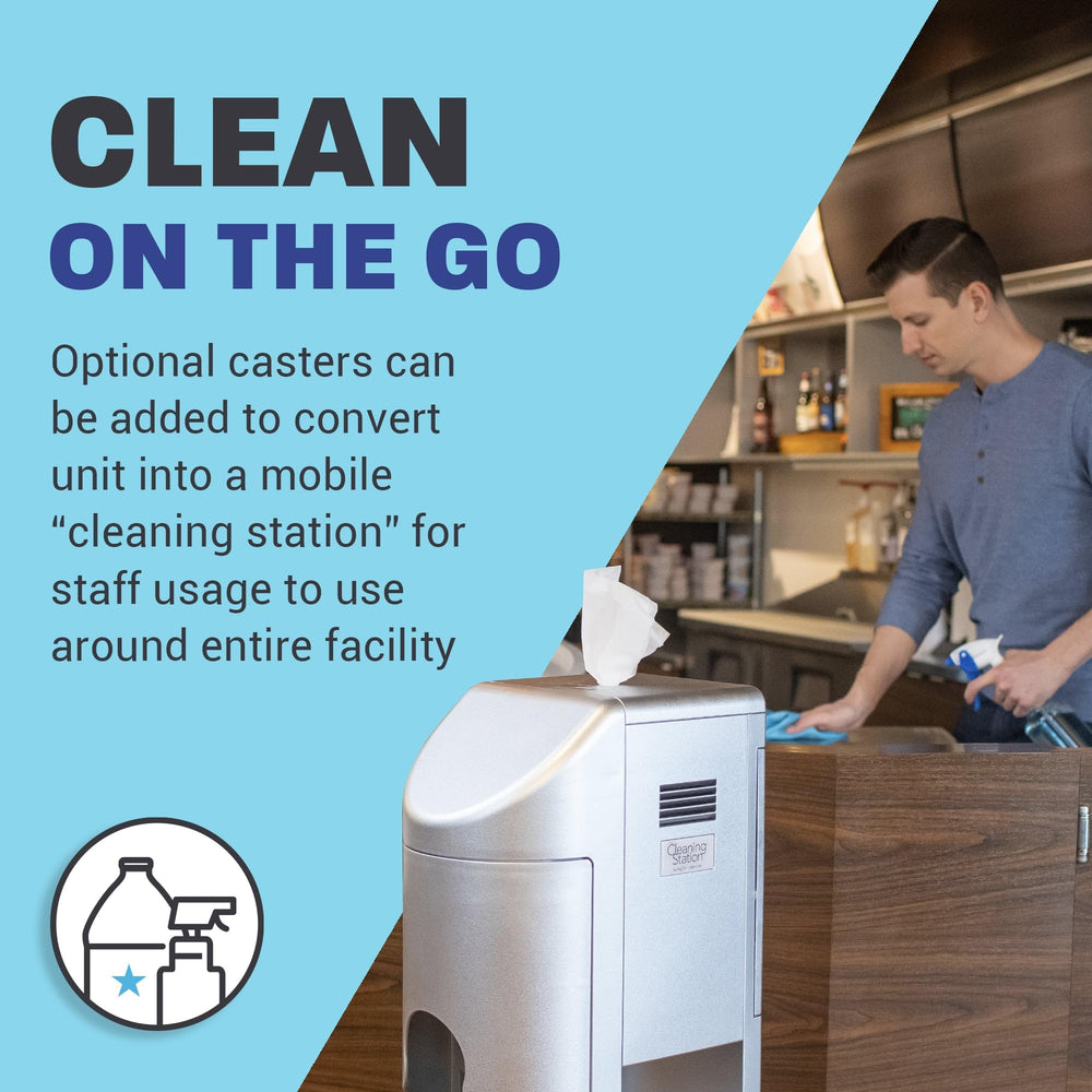 Zogics All-in-One Cleaning Station side storage reveals hidden bottle area for quick restocking.