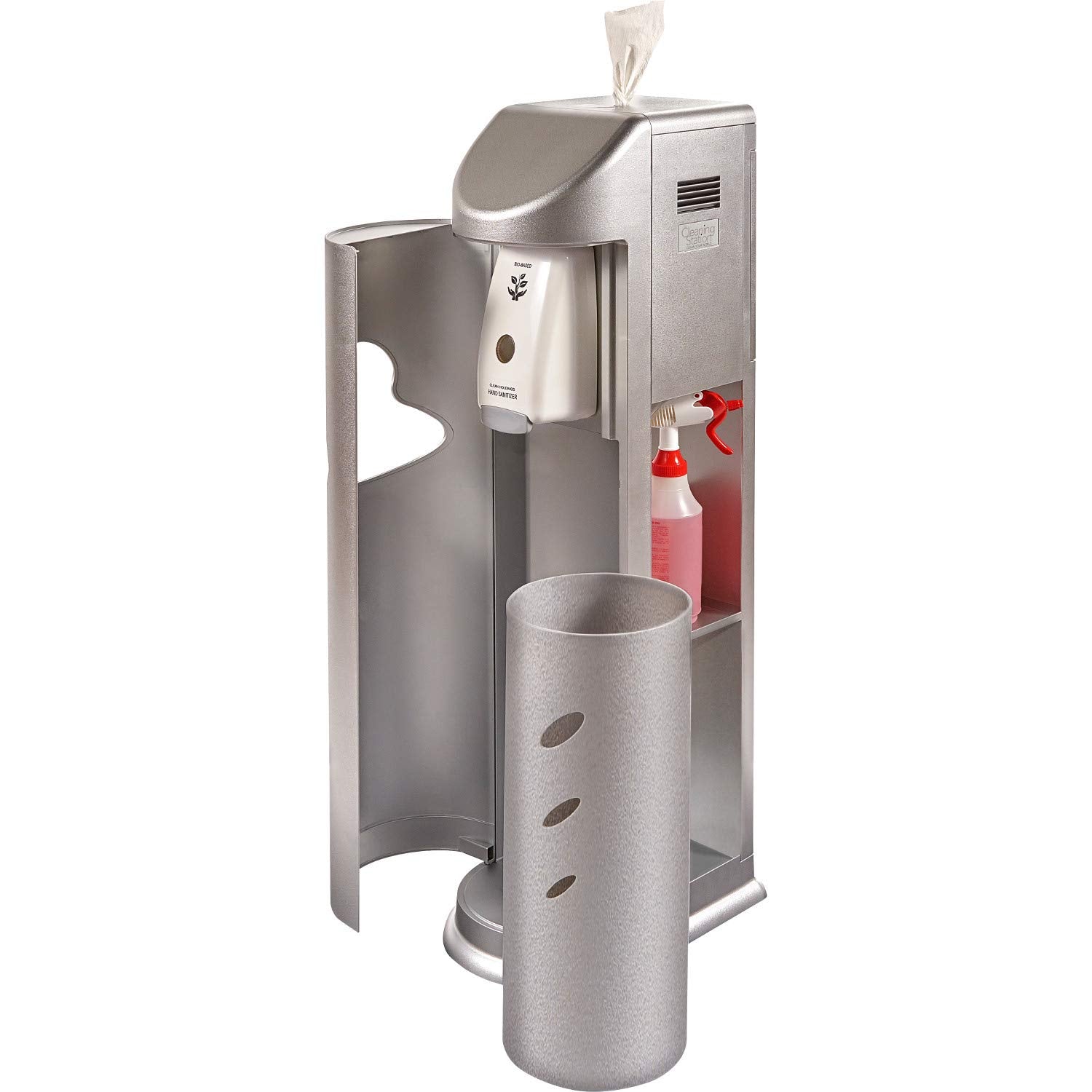 Zogics All-in-One Cleaning Station trash can area for discreet waste disposal.