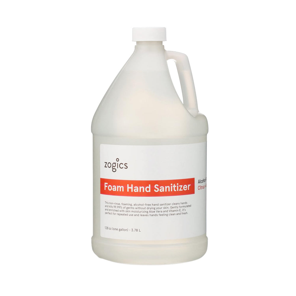 Zogics foam hand sanitizer 1-gallon pour; skin-friendly and gentle.