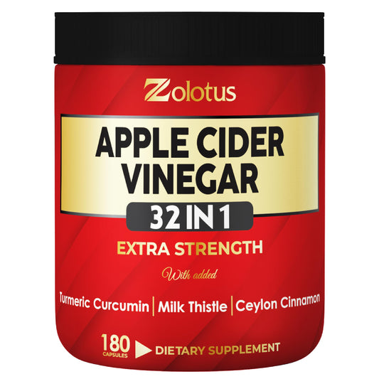 Zolotus bottle front showing label and 180 capsules for convenient vitality