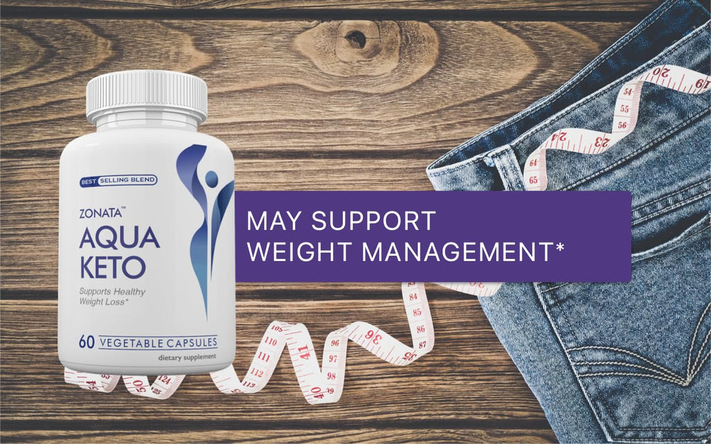 Zonata Aqua Capsules packaging display emphasizing USA-made assurance.