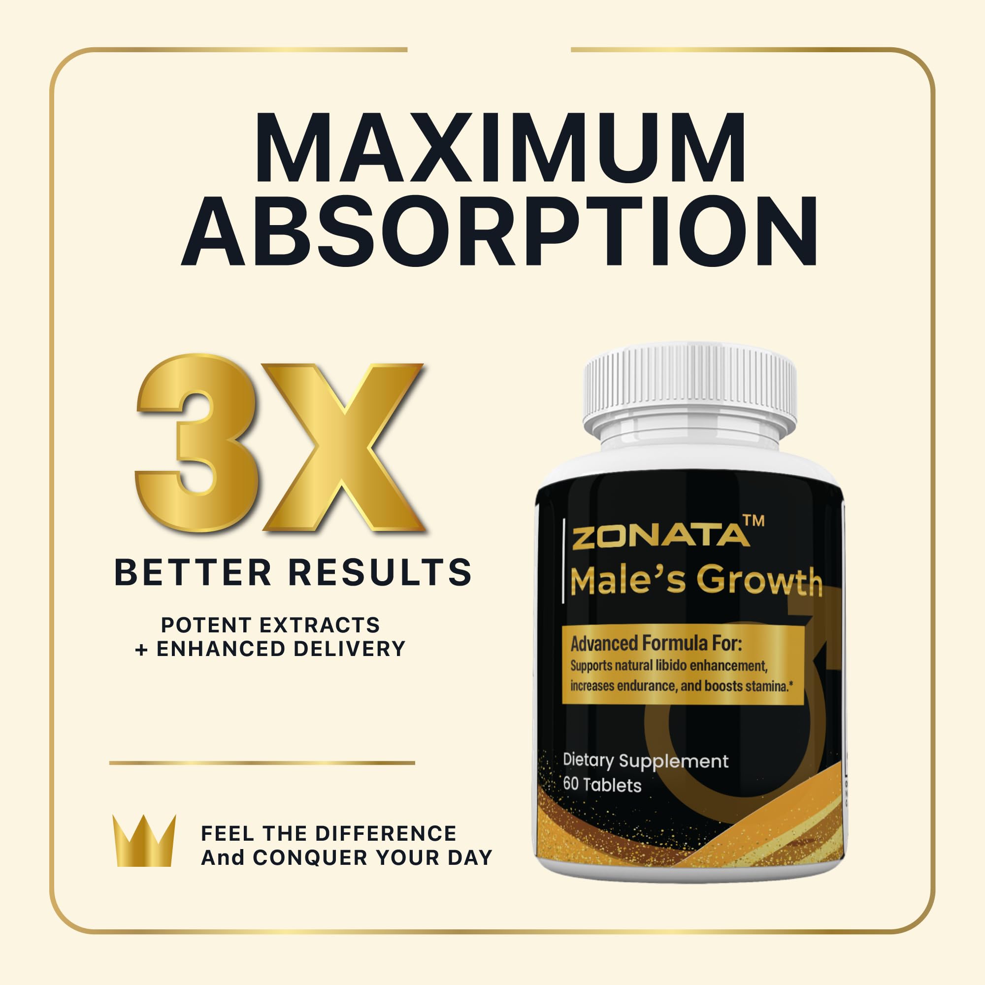 Zonata Males dietary pill packaging highlights quality ingredients for sustained energy throughout the day.