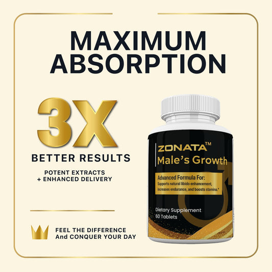 Zonata Males dietary pill packaging highlights quality ingredients for sustained energy throughout the day.