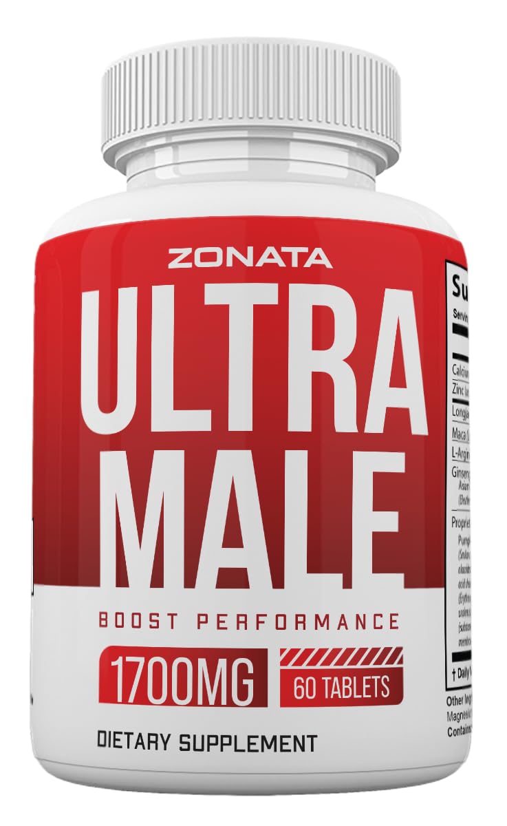 Zonata Ultra Male pills bottle shown, supporting daily vitality and focus