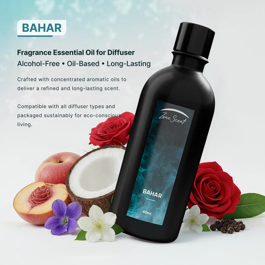 Zone Scent Bahar top notes of peach and pepper create an inviting opening.